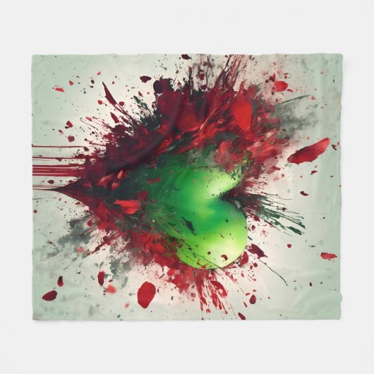 Lebhafter grüner Herzschlag Fleecedecke (Vorderseite (Horizontal))