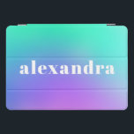 Lebhafter grüner Lila Abstrakter Gradientname iPad Pro Cover<br><div class="desc">Lebhafte grüne Lila Abstrakte Einhornabdeckung mit Personalisierter iPad-Abdeckung und Name</div>