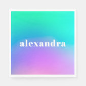 Lebhafter grüner Lila Abstrakter Gradientname Serviette (Vorderseite)