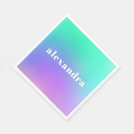 Lebhafter grüner Lila Abstrakter Gradientname Serviette (Ecke)