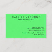 Lebhafter Grüner Schönheitsberater Makeup Haar Ber Visitenkarte (Rückseite)