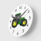Lebhafter grüner Traktor Runde Wanduhr (Winkel)