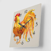 Lebhafter Hahn Quadratische Wanduhr (Winkel)