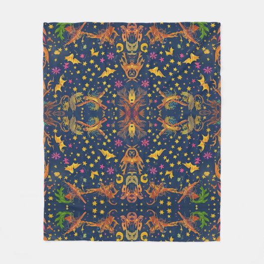 Lebhafter Halloween Night Sky mit farbenfrohen Ste Fleecedecke (Vorderseite)