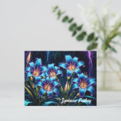 Lebhafter heller, blühender digitaler Fantasiegart Postkarte (Stehend Vorderseite)