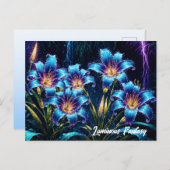 Lebhafter heller, blühender digitaler Fantasiegart Postkarte (Vorne/Hinten)