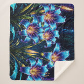 Lebhafter heller, blühender digitaler Fantasiegart Sherpadecke (Vorderseite)