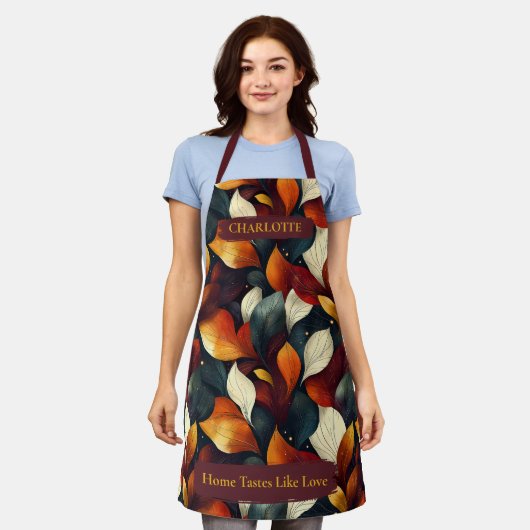 Lebhafter Herbst belebt Schürze mit Individuelle N (Getragen)