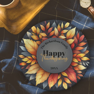 Lebhafter Herbstfolien-Erntedank Pappteller