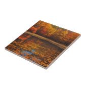 Lebhafter Herbstsee und Wald Fliese (Seite)