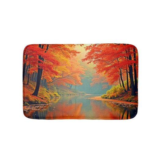 Lebhafter Herbstwald Badematte (Vorderseite)