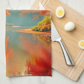 Lebhafter Herbstwald Geschirrtuch (Viertel Falte)