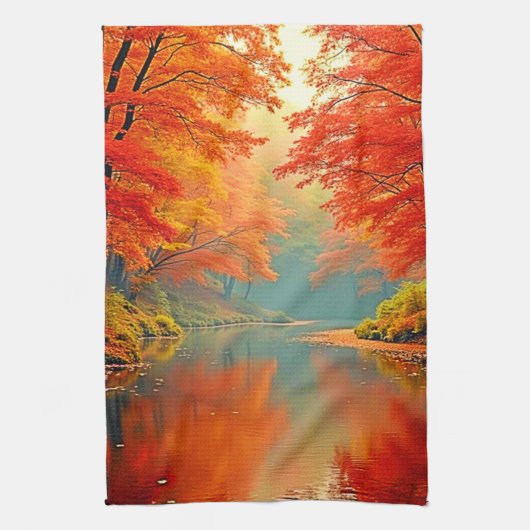 Lebhafter Herbstwald Geschirrtuch (Vertikal)