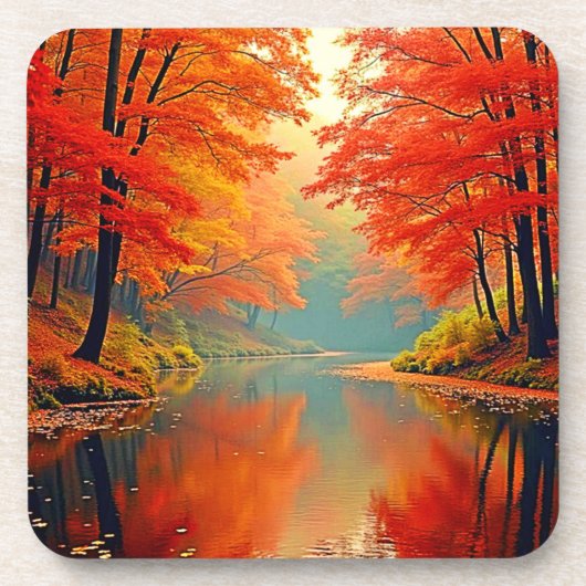 Lebhafter Herbstwald Getränkeuntersetzer (Vorderseite)