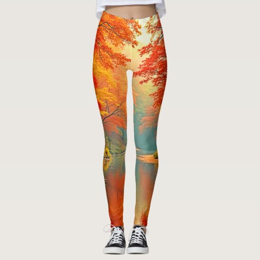 Lebhafter Herbstwald Leggings (Vorderseite)
