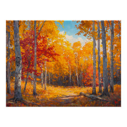 Lebhafter Herbstwald mit Orange & Crimson-Blätter Poster