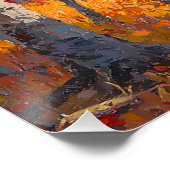 Lebhafter Herbstwald mit Orange & Crimson-Blätter Poster (Ecke)