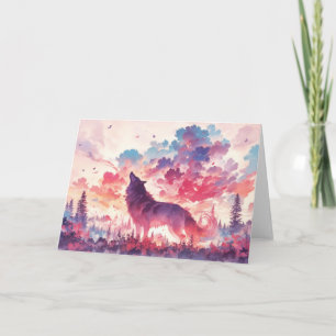 Lebhafter HerbstWolf im Wald Karte