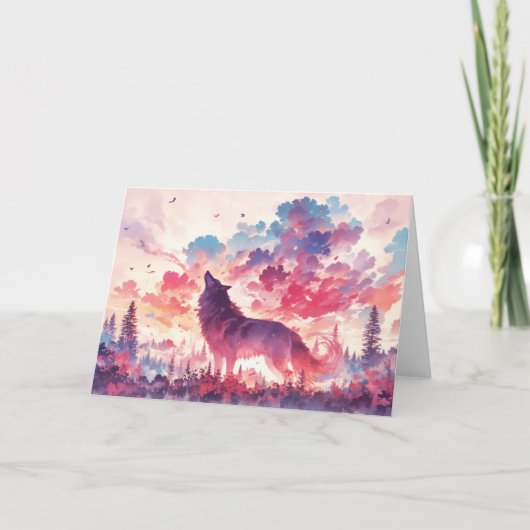 Lebhafter HerbstWolf im Wald Karte (Vorderseite)
