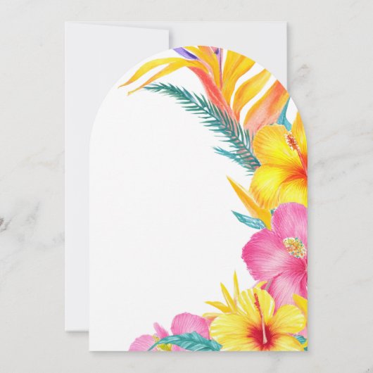 Lebhafter Hibiskus Florenz Elegante Tropische Hoch Einladung (Rückseite)