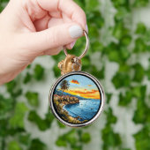 Lebhafter Himmel und Boote Schlüsselanhänger (Hand)