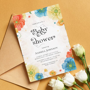 Lebhafter Himmelsflorengarten Boho Babydusche Einladung