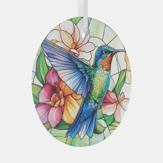 Lebhafter Hummingbird erhalten Ornament Aus Glas (Vorderseite Rechts)