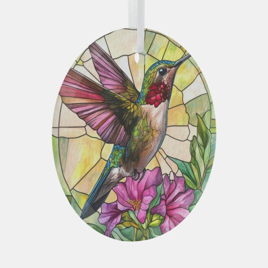 Lebhafter Hummingbird erhalten Ornament Aus Glas (Vorderseite Rechts)