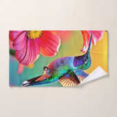 Lebhafter Hummingbird im Sunset Design Badhandtuch Set (Handtuch)