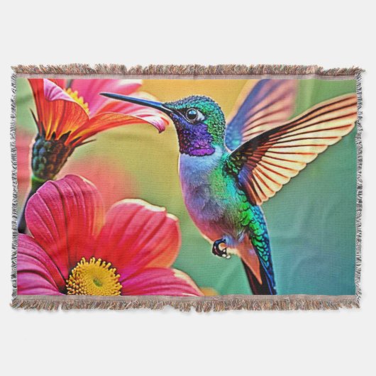 Lebhafter Hummingbird im Sunset Design Decke (Vorderseite)
