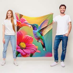 Lebhafter Hummingbird im Sunset Design Fleecedecke