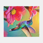 Lebhafter Hummingbird im Sunset Design Fleecedecke (Vorderseite (Horizontal))