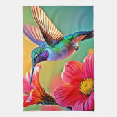 Lebhafter Hummingbird im Sunset Design Geschirrtuch (Vertikal)