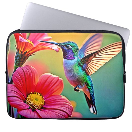 Lebhafter Hummingbird im Sunset Design Laptopschutzhülle (Vorderseite)