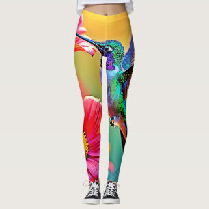 Lebhafter Hummingbird im Sunset Design Leggings