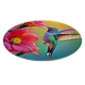 Lebhafter Hummingbird im Sunset Design Schneidebrett (Ecke)