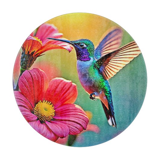 Lebhafter Hummingbird im Sunset Design Schneidebrett (Vorderseite)