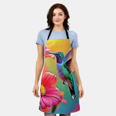Lebhafter Hummingbird im Sunset Design Schürze (Getragen)