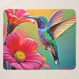 Lebhafter Hummingbird im Sunset Design Sherpadecke