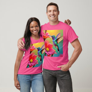 Lebhafter Hummingbird im Sunset Design T-Shirt