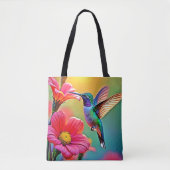 Lebhafter Hummingbird im Sunset Design Tasche (Vorderseite)