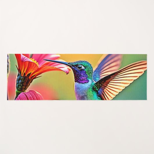 Lebhafter Hummingbird im Sunset Design Yogamatte (Vorderseite (Horizontal))