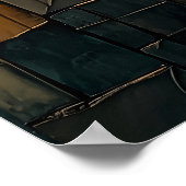 Lebhafter Hummingbird und Blume in festem Glas Poster (Ecke)