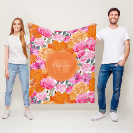 Lebhafter Individuelle Name in Rosa und Orange Blu Fleecedecke