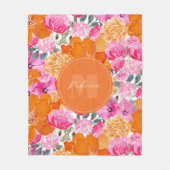 Lebhafter Individuelle Name in Rosa und Orange Blu Fleecedecke (Vorderseite)