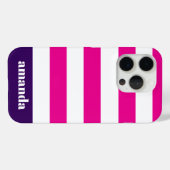 Lebhafter Individuelle Name mit rosa Streifen Case-Mate iPhone Hülle (Rückseite (Horizontal))