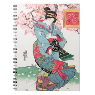 Lebhafter japanischer Geisha im Frühling der Kimon Notizblock