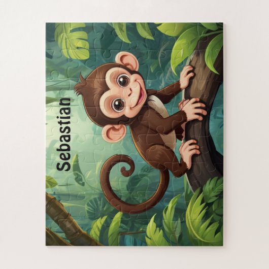 Lebhafter Jungle-Affe Personalisiert Puzzle (Vertikal)