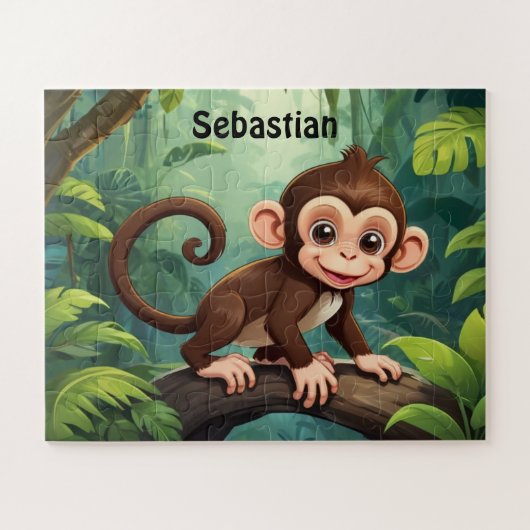 Lebhafter Jungle-Affe Personalisiert Puzzle (Horizontal)