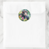 Lebhafter Jungle Chimpanzee Runder Aufkleber (Tasche)